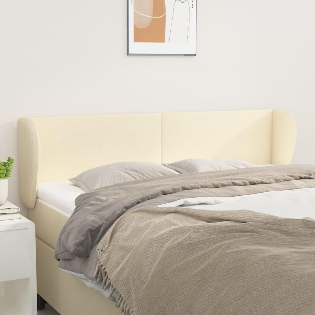 Sengegavl med kanter 147x23x78/88 cm - kunstlæder, creme
