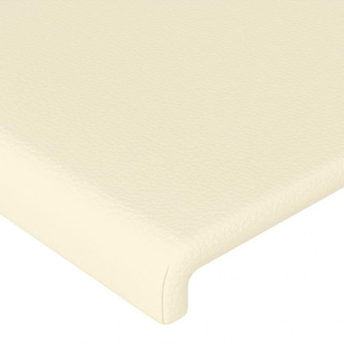 Sengegavl med LED-lys 180x5x118/128 cm - kunstlæder, cremefarvet