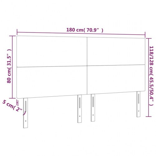 Sengegavl med LED-lys 180x5x118/128 cm - kunstlæder, cremefarvet