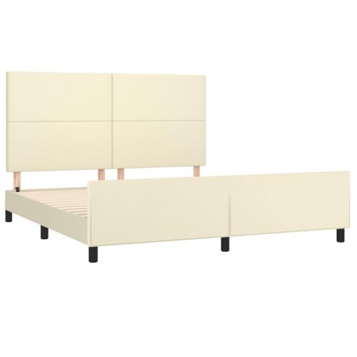 Sengeramme med sengegavl 180x200 cm i kunstlæder - cremefarvet