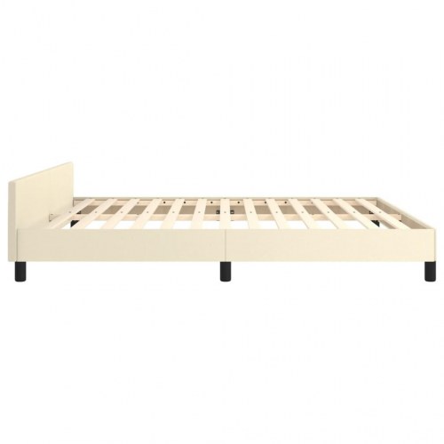 Sengeramme med sengegavl 180x200 cm i kunstlæder - cremefarvet