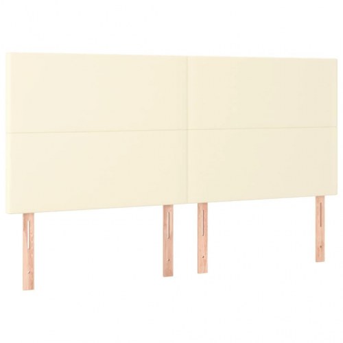 Sengeramme med sengegavl 180x200 cm i kunstlæder - cremefarvet