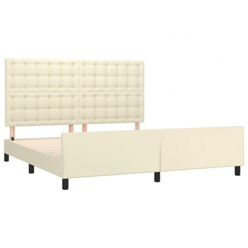 Sengeramme med sengegavl 160x200 cm i kunstlæder - creme