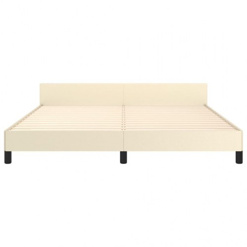 Sengeramme med sengegavl 160x200 cm i kunstlæder - creme