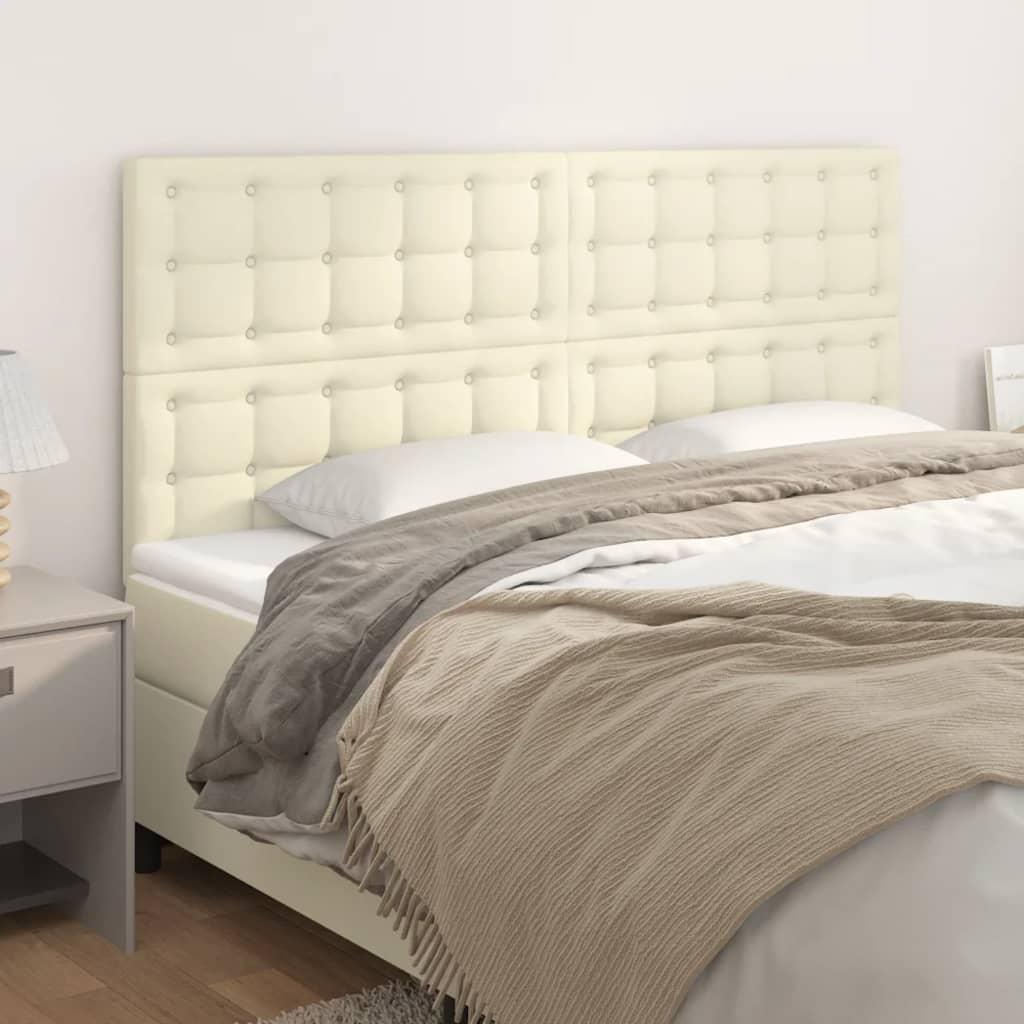 Sengegavle 4 stk. 80x5x78/88 cm kunstlæder cremefarvet billede