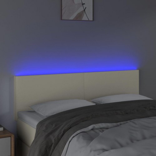 Sengegavl med LED-lys 144 x 5 x 78/88 cm - cremefarvet