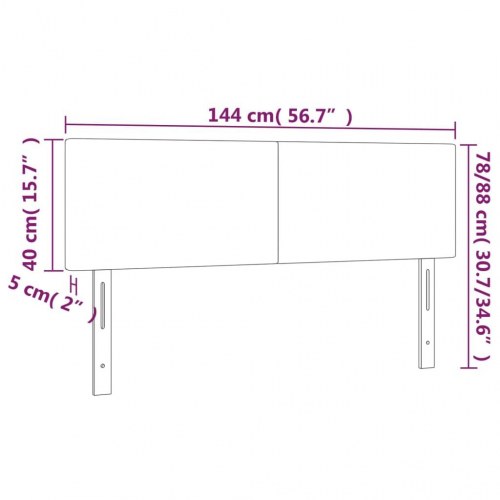 Sengegavl med LED-lys 144 x 5 x 78/88 cm - cremefarvet