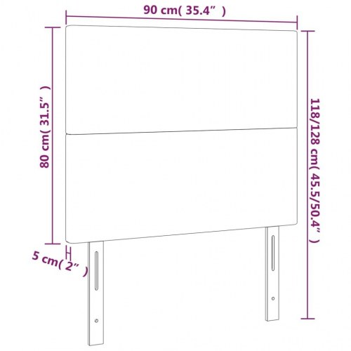 Sengegavl med LED-lys 90×5×118/128 cm - kunstlæder, creme