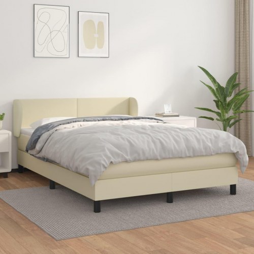 Kontinentalseng med madras 140×190 cm i kunstlæder - creme