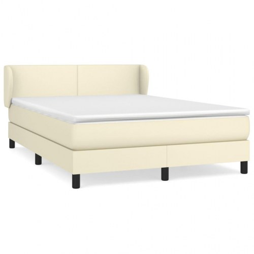Kontinentalseng med madras 140×190 cm i kunstlæder - creme