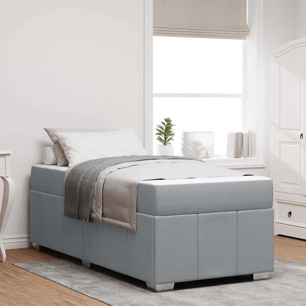 Sengestel Med Madras Lysegrå 80 X 200 Cm Stof