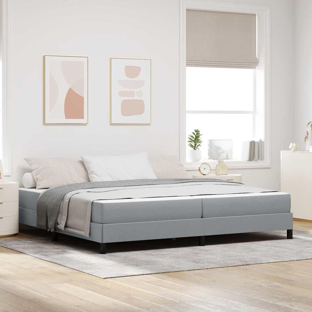Box Spring Seng Med Madras Lysegrå 200 X 200 Cm Stof