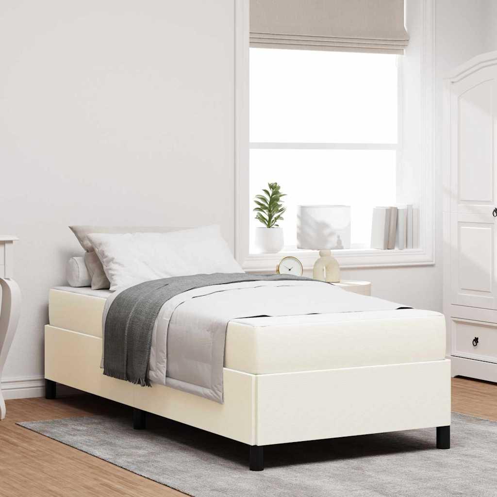 Sengestel med madras Creme 80 x 200 cm Stof billede