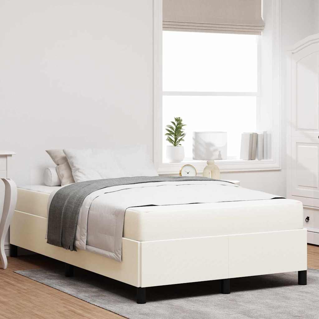 Sengestel Creme 120 x 200 cm Corduroy stof billede