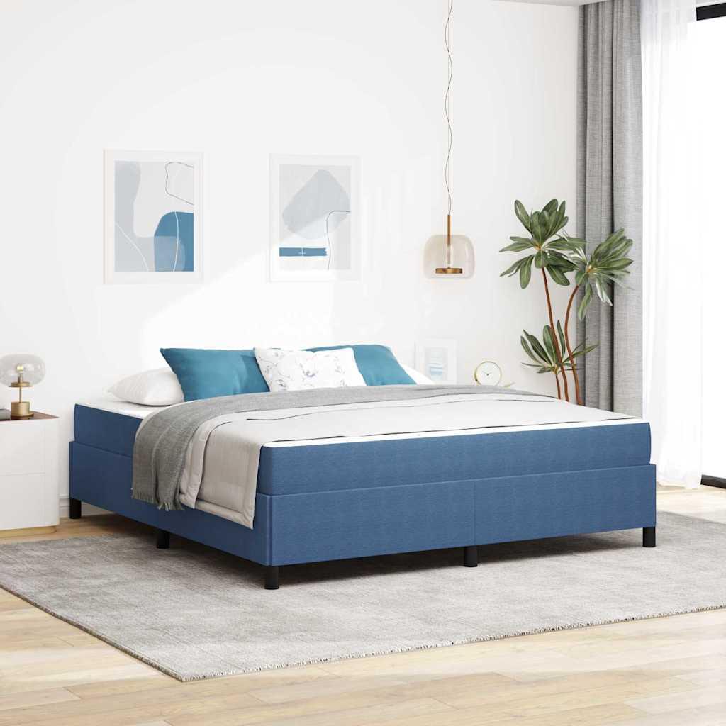 Sengestel med madras Blå 180 x 200 cm Stof billede