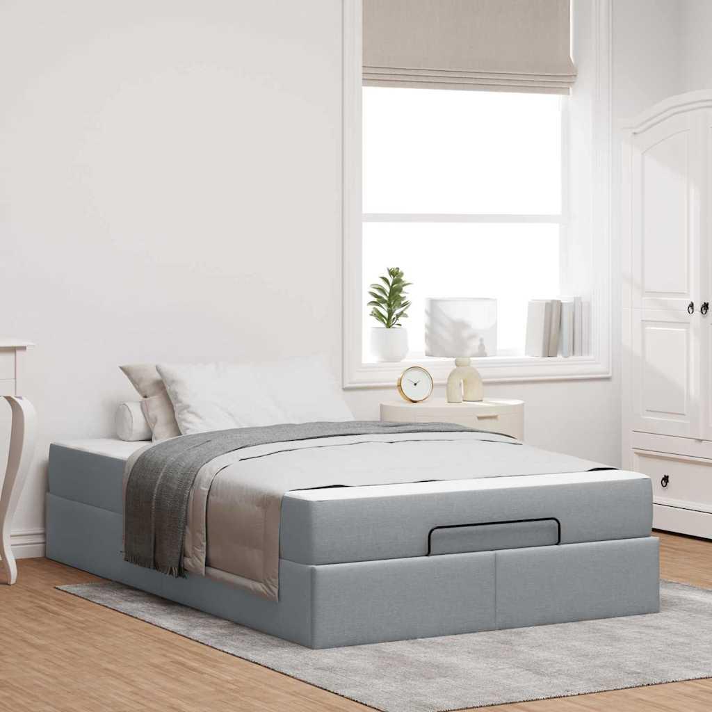 Sengestel Lysegrå 120 x 200 cm Stof billede