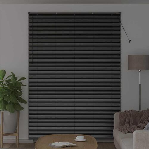 Vinduesskærm med gardiner Andet Sort 155 x 220 cm Aluminium