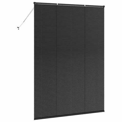 Vinduesskærm med gardiner Andet Sort 155 x 220 cm Aluminium
