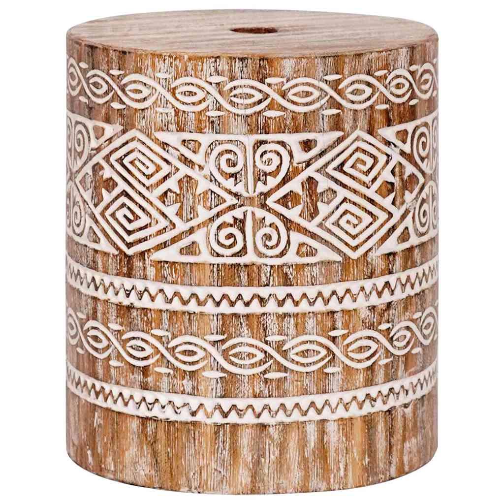 Parasolfod Andet vasket hvid Ø34 x 40 cm Massivt træ