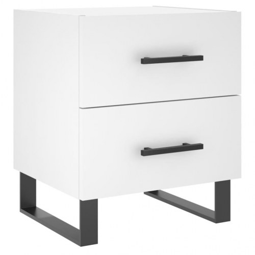 Sengebord med 2 skuffer - 40×35×47,5 cm - hvid konstrueret træ