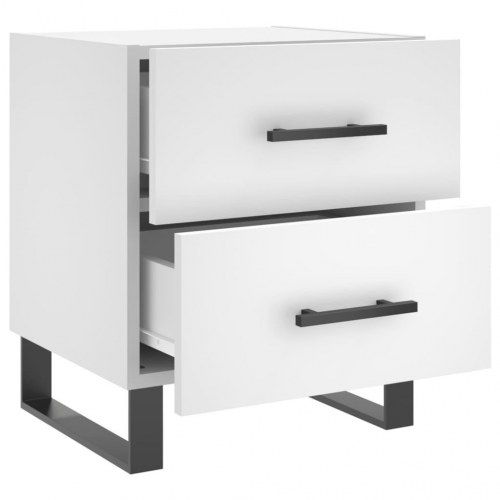 Sengebord med 2 skuffer - 40×35×47,5 cm - hvid konstrueret træ