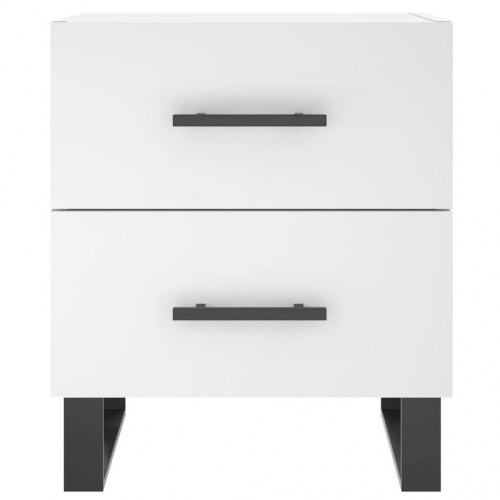 Sengebord med 2 skuffer - 40×35×47,5 cm - hvid konstrueret træ