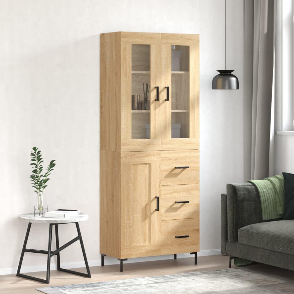 Højskab 69,5x34x180 cm konstrueret træ sonoma-eg billede
