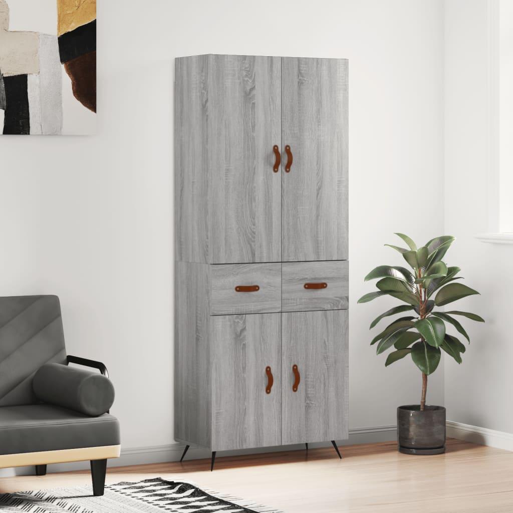 Højskab 69,5x34x180 cm konstrueret træ grå sonoma-eg billede