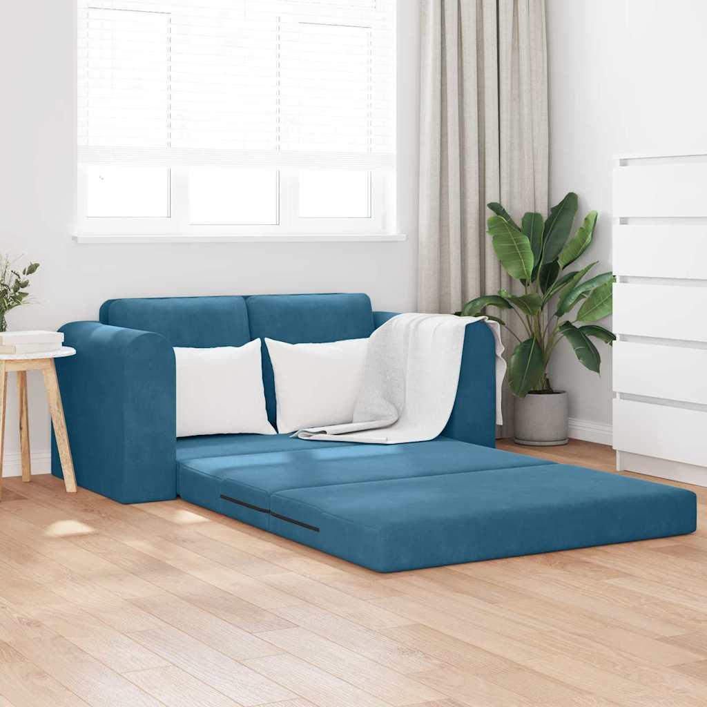 Sovesofa Blå 148 x 71 x 83 cm Fløjl billede