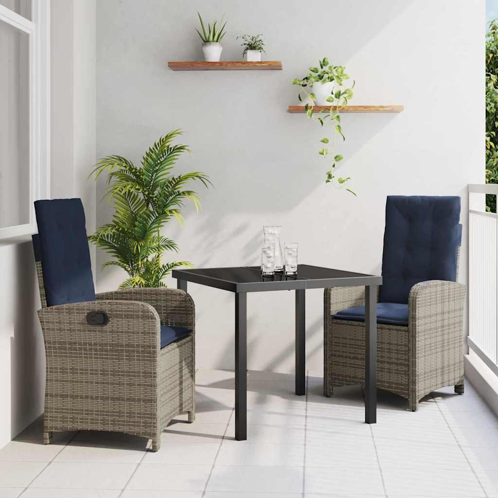 Have Spisebordssæt 3 stk Grå polyrattan billede
