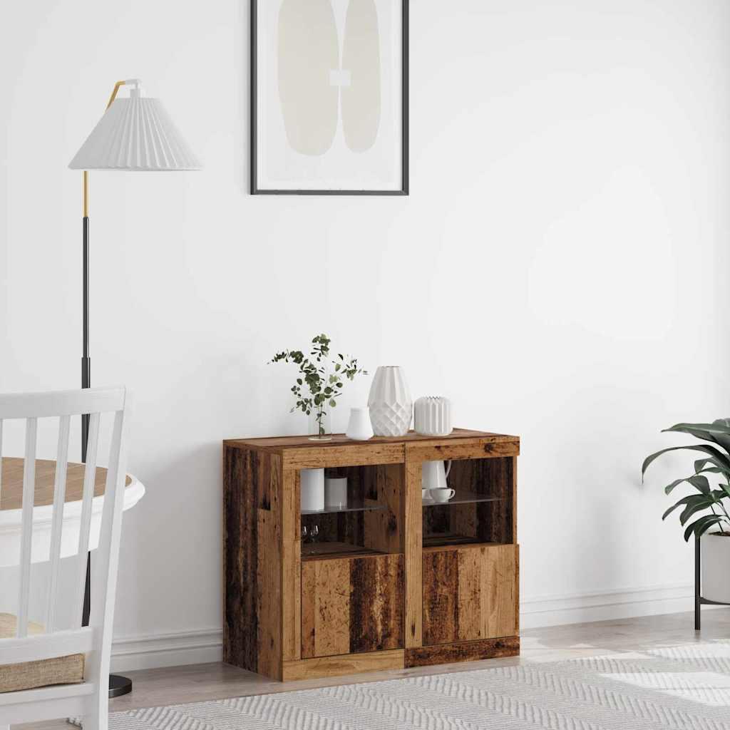 Sideskab 2 stk Gammelt træ 41 x 37 x 67 cm Konstrueret træ billede