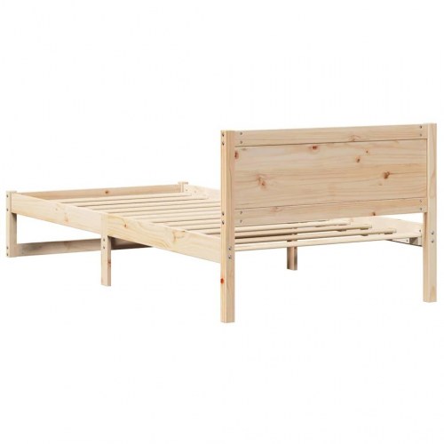 Sengestel med hovedgærde naturfarvet 90 x 200 cm - massiv fyrretræ