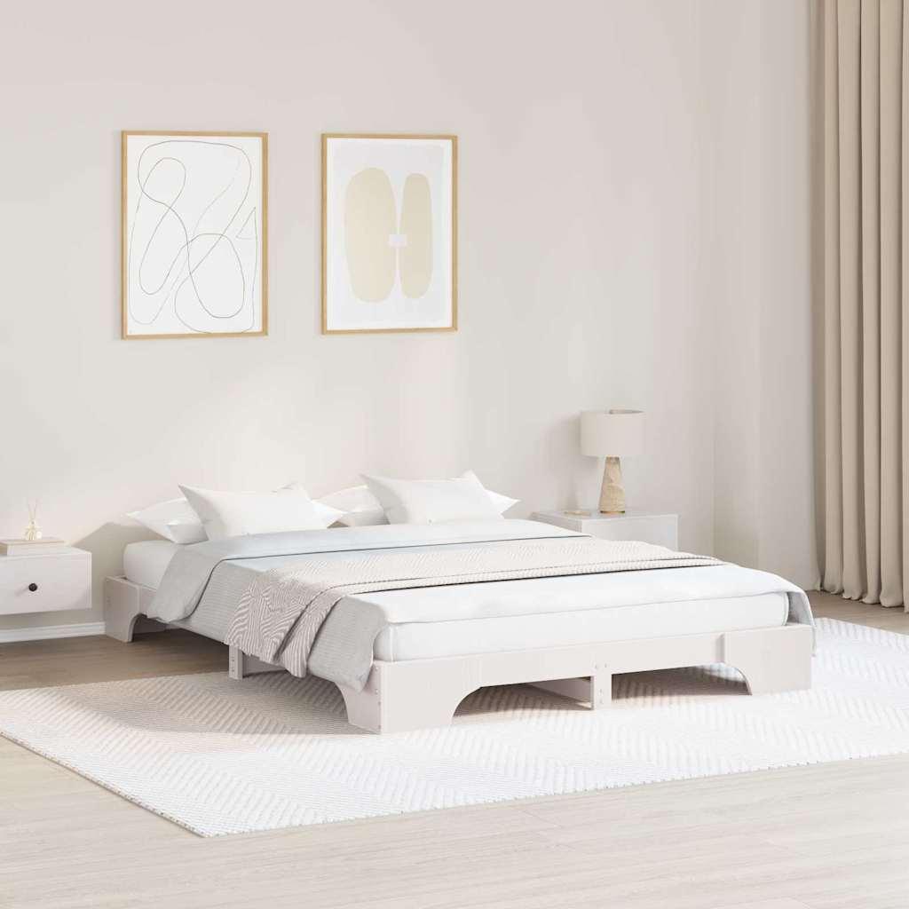 Sengestel Hvid 150 x 200 cm Massivt fyrretræ billede