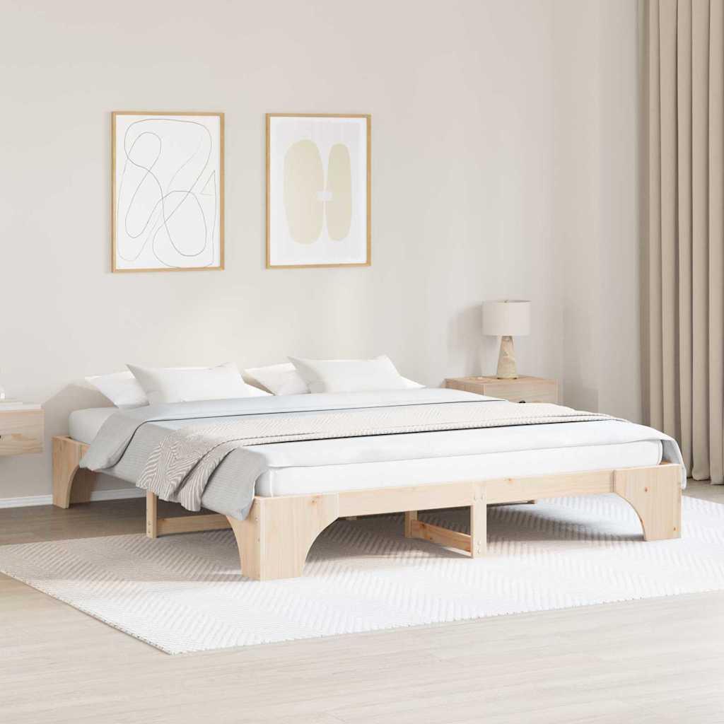 Sengestel Massiv fyrretræ 200 x 200 cm Massivt fyrretræ billede