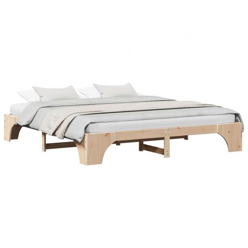 Sengestel naturfarvet 200 x 200 cm - massiv fyrretræ
