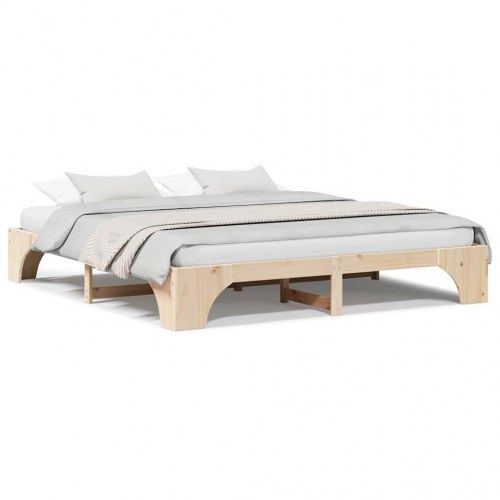 Sengestel naturfarvet 200 x 200 cm - massiv fyrretræ