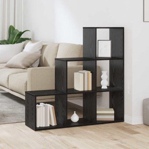 Rumdeler bogreol i sort eg - 6 rum, 99 × 29 × 99 cm, konstrueret træ
