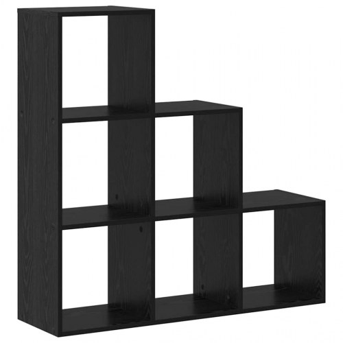 Rumdeler bogreol i sort eg - 6 rum, 99 × 29 × 99 cm, konstrueret træ