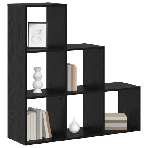 Rumdeler bogreol i sort eg - 6 rum, 99 × 29 × 99 cm, konstrueret træ