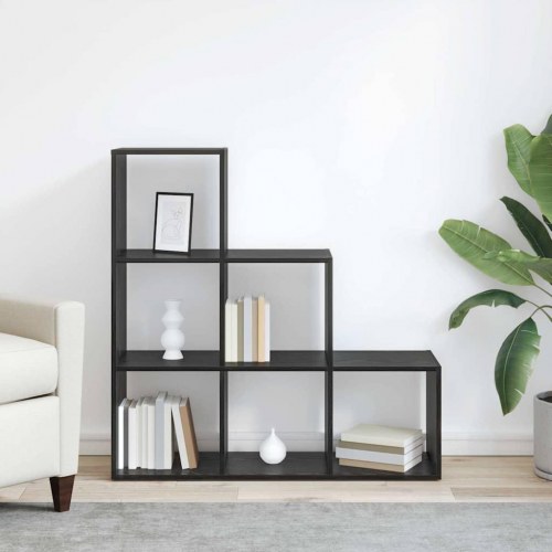 Rumdeler bogreol i sort eg - 6 rum, 99 × 29 × 99 cm, konstrueret træ