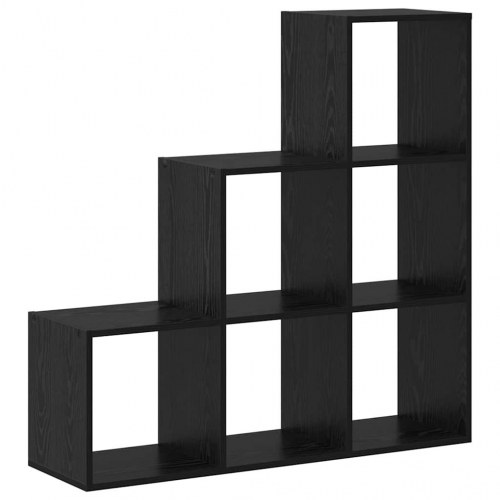 Rumdeler bogreol i sort eg - 6 rum, 99 × 29 × 99 cm, konstrueret træ