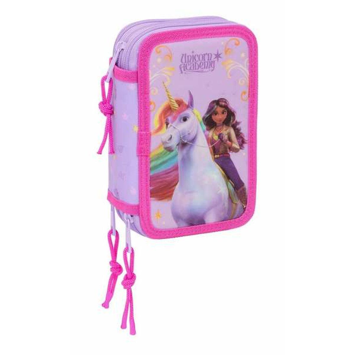 Unicorn Academy tredobbelt penalhus - Syren, 37 dele (12,5 × 19,5 × 5,5 cm)