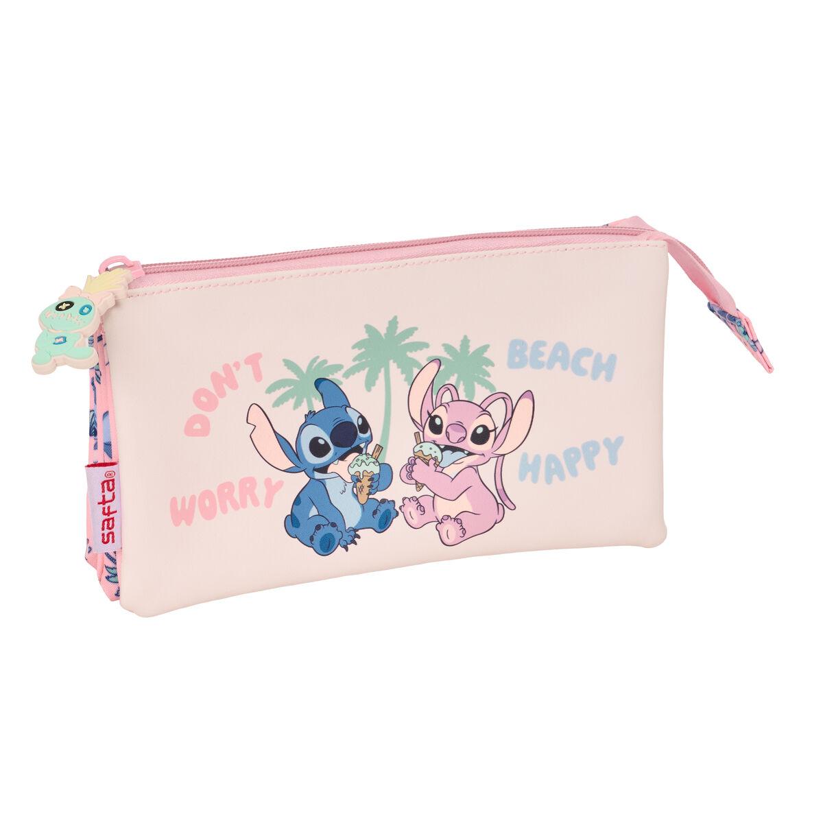 Penalhus Lilo & Stitch - tredobbelt bæretaske, pink 22 × 12 × 3 cm