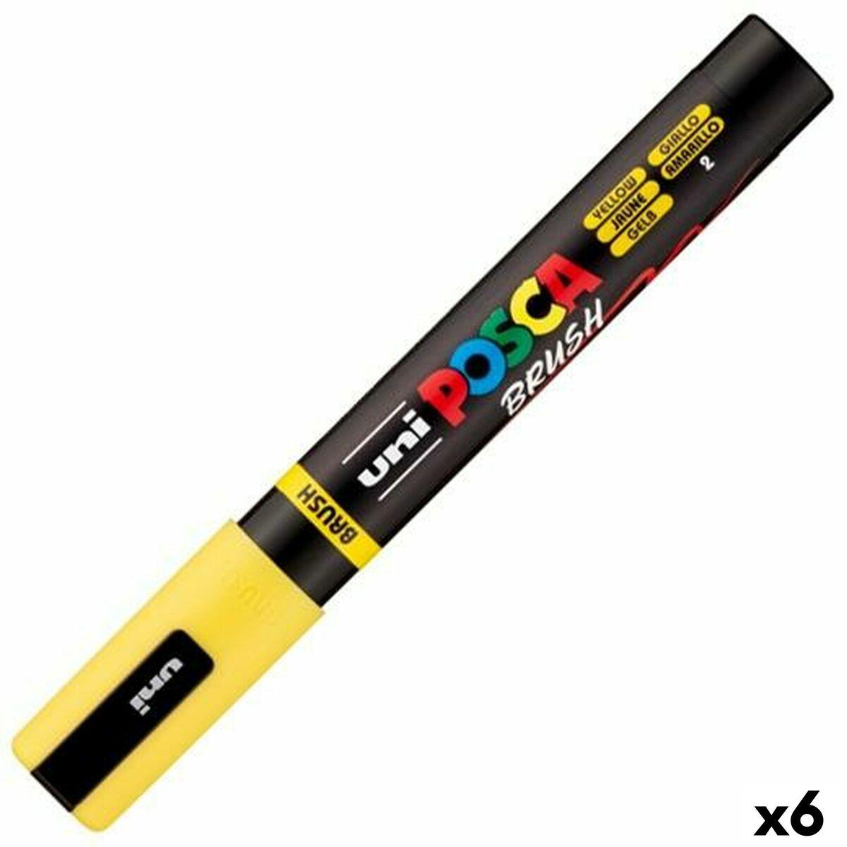 POSCA Brush markør PC-5BR - gul, 6 stk.