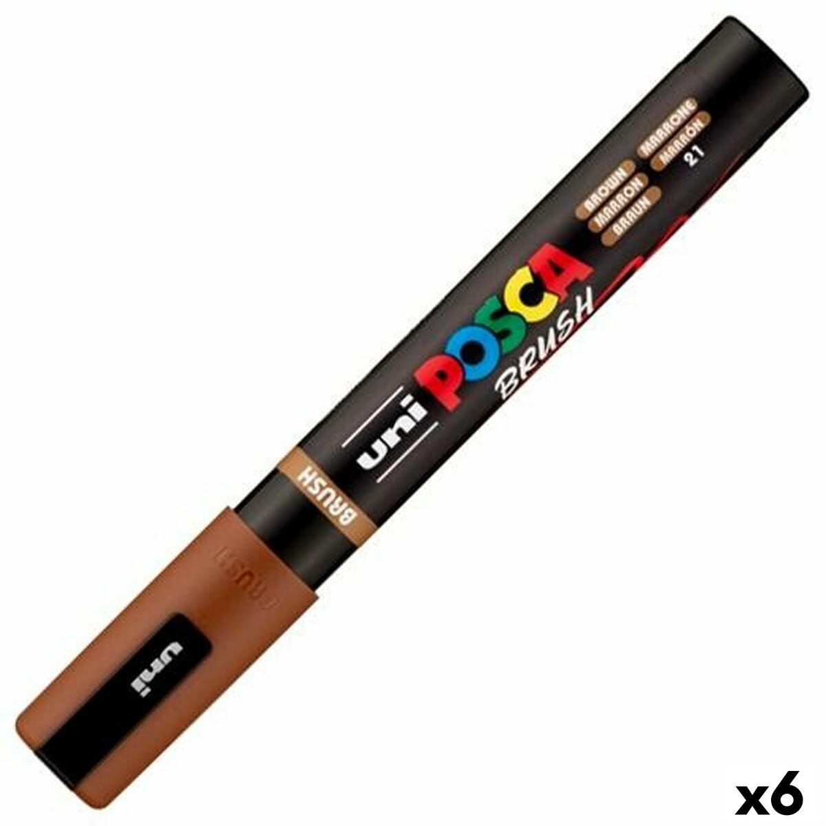POSCA Brush Markør PC-5BR - Brun, 6 stk.