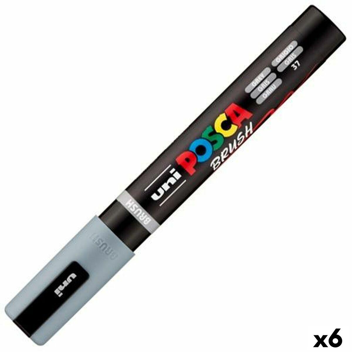 POSCA Brush PC-5BR markør - grå, 1-4 mm (6 stk.)