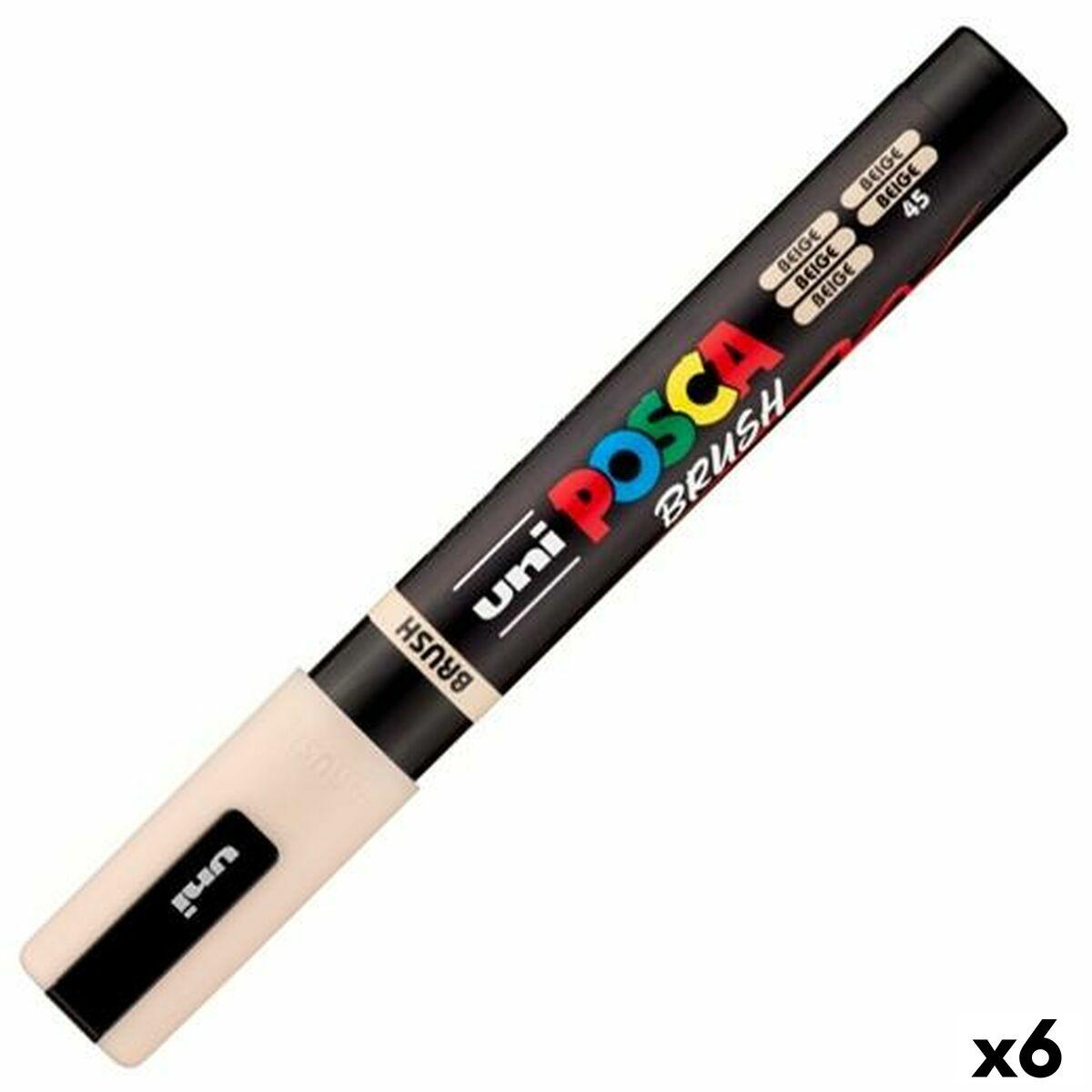 POSCA PC-5BR Brush markør - Beige, 6 stk.