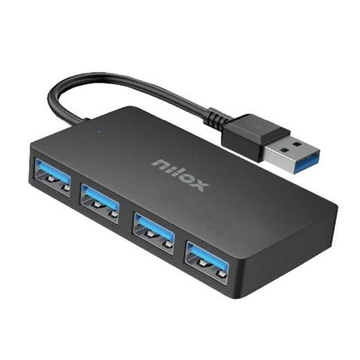 Nilox USB-hub 4 porte - sort