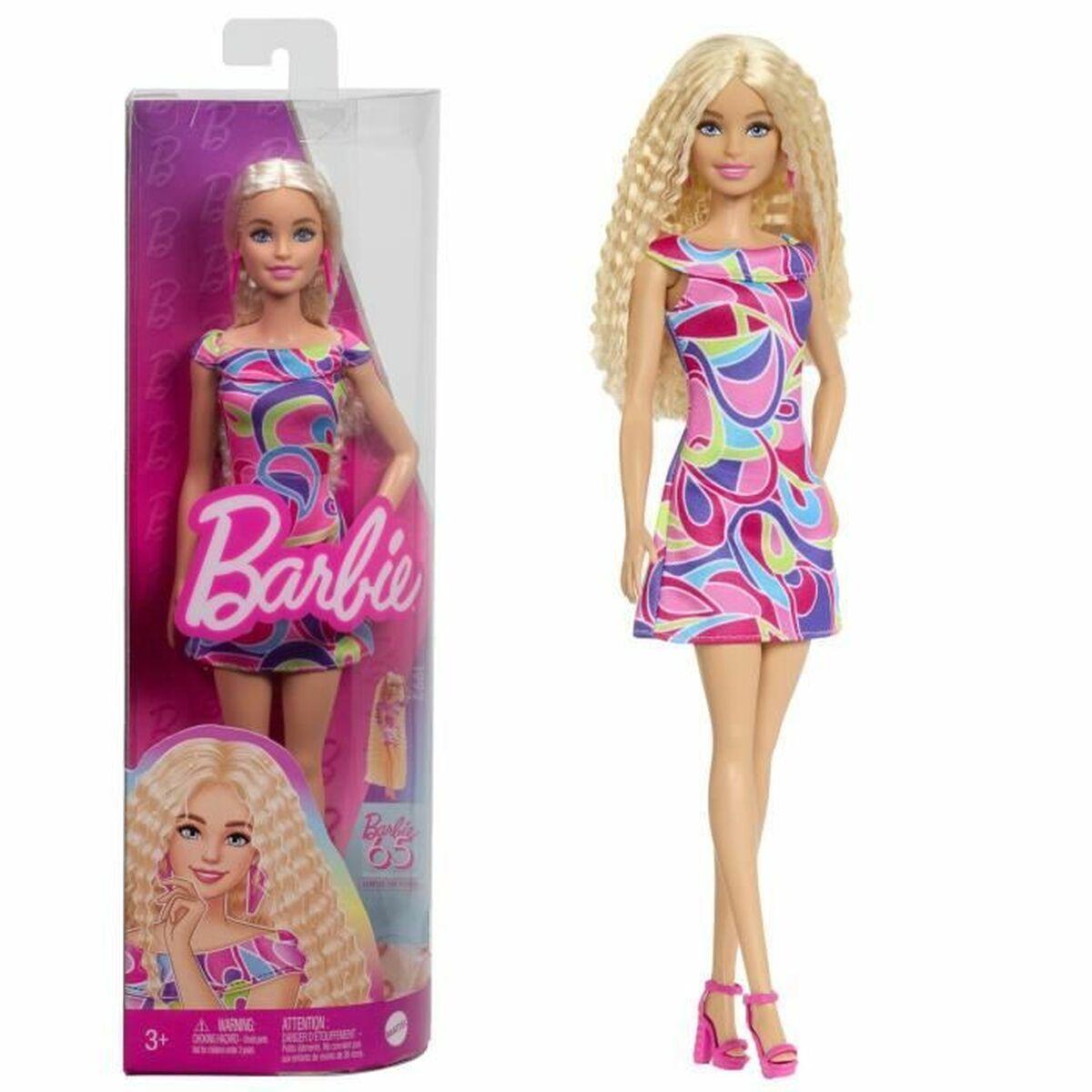 Barbie dukke - multifarvet kjole (action figur) billede