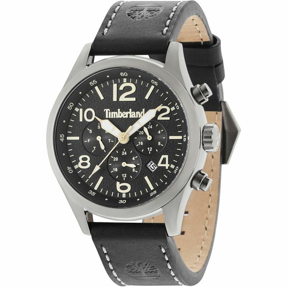 Timberland herreur TBL-15249JSU-02 - sort læderrem, Ø 44 mm